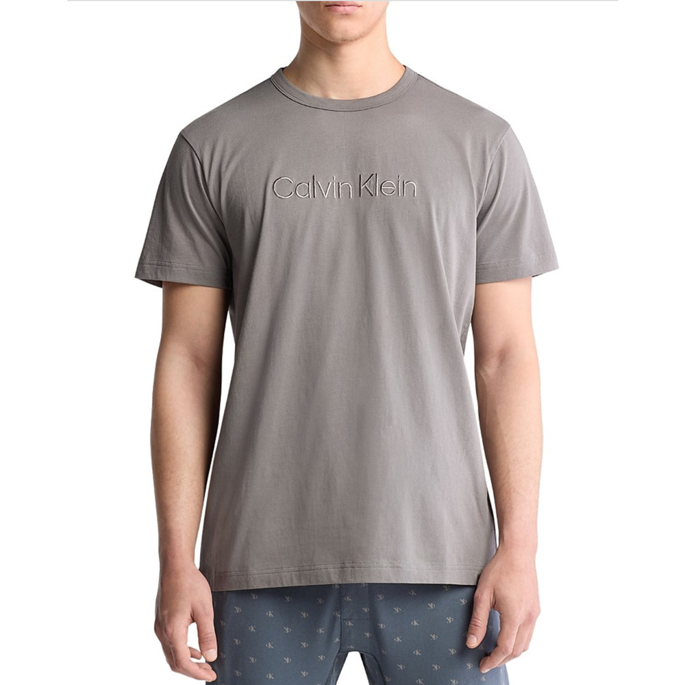 Calvin Klein Men Embroidered Logo Tee Brushed Nickel Size S